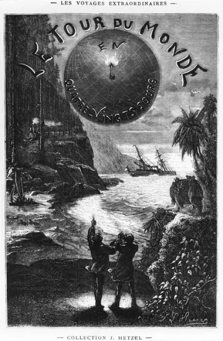 Framed Print : Frontispiece of Around the World in Eighty Days