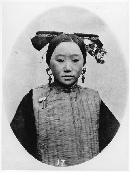Frontview of Coiffure of a Married Manchu Matron, c. 1867-72 (b  /  w photo)
