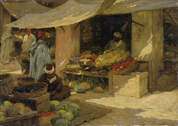 Fruit Market, Tangier (oil on canvas)