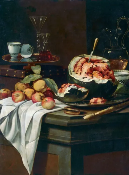 Framed Print : Fruit and musical instruments