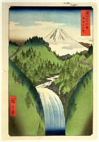 Fuji from the Mountains of Isu, No. 22 from the series 36 Views of Mt. Fuji ('Fuji Saryu Rokkei'), (colour woodblock print)