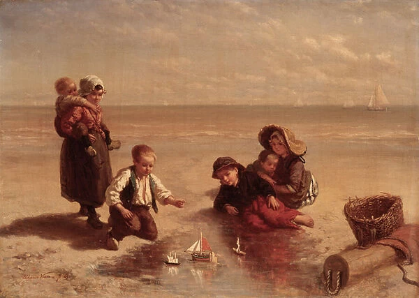 Fun on the Beach, 1863 (oil on canvas)