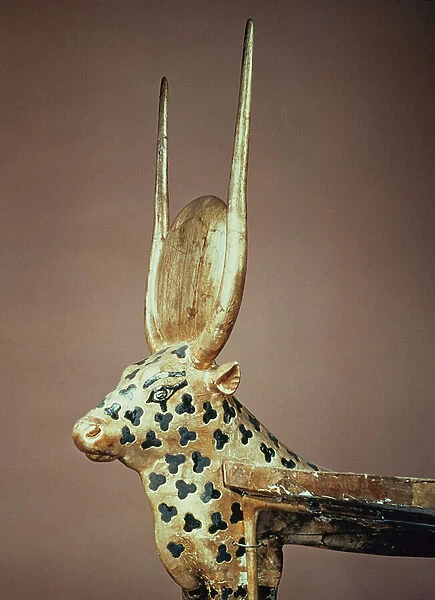 Funerary bedhead in the form of the sacred cow, from the tomb of Tutankhamun (c