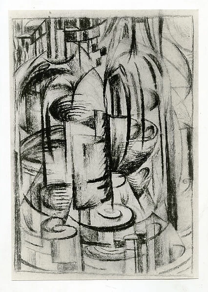 Futurist Composition, c. 1914-16 (charcoal on paper) (b  /  w photo)
