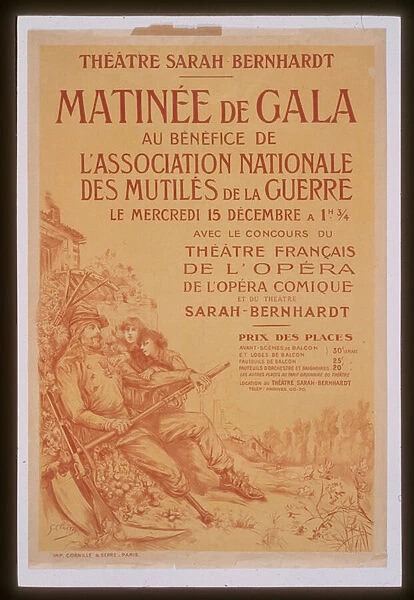 Gala morning for the benefit of the National Association of War Crippled Sarah Bernhardt Theatre, 1917 (lithograph)