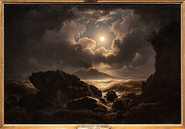 Gale in the Gulf of Naples at moonlight, 1822 (oil on canvas)