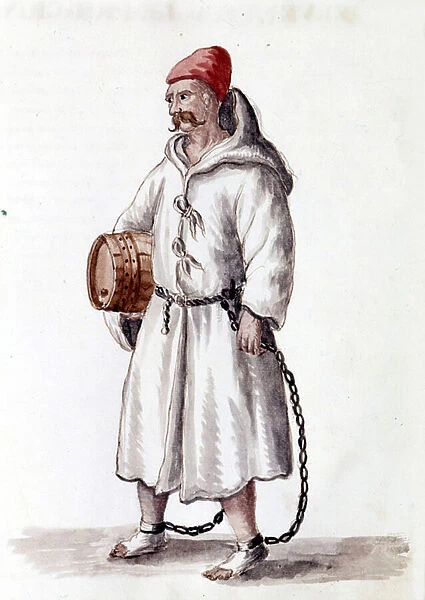Galerian from the 17th -18th century. Watercolour drawing