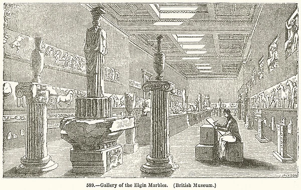 Gallery of the Elgin Marbles. (British Museum) (engraving)