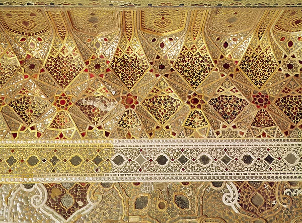 Detail of the Gallery of Mirrors, Sheesh Mahal, Lahore Fort, 1565 (marble & glass)