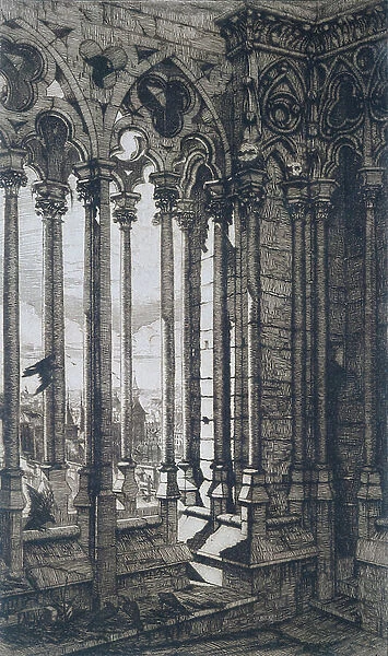 The Gallery of Notre-Dame, Paris, 1853 (etching)
