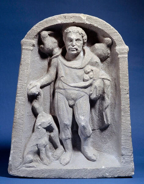 Gallo-Roman art: representation of the god to birds. Stone statue