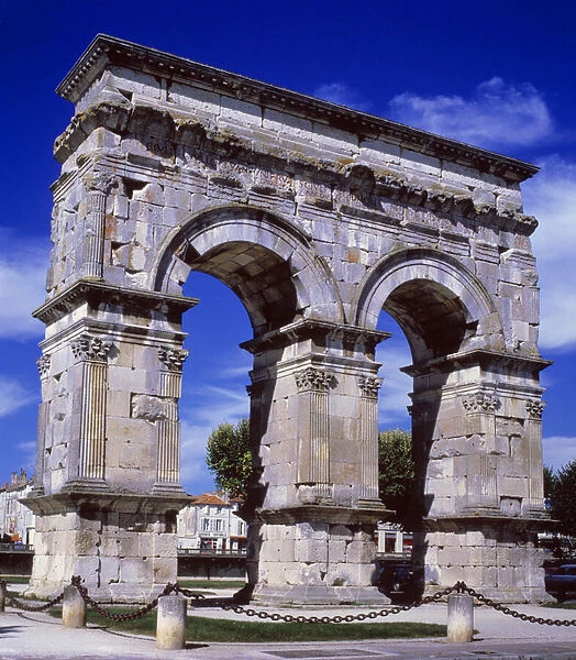 Galloromain art: view of the Arc Germanicus, a triumphal arch of the city of Saintes in