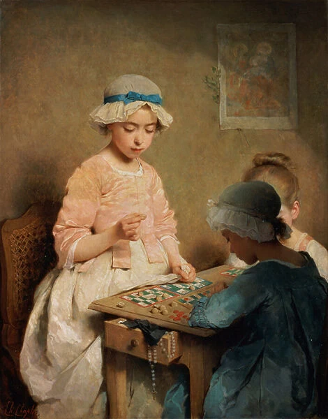 The Game of Lotto, 1865 (oil on canvas)
