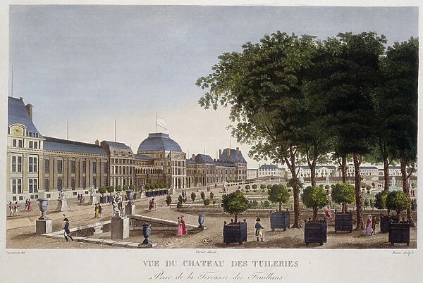 Garden and Chateau des Tuileries seen from the terrace of Les Feuillans