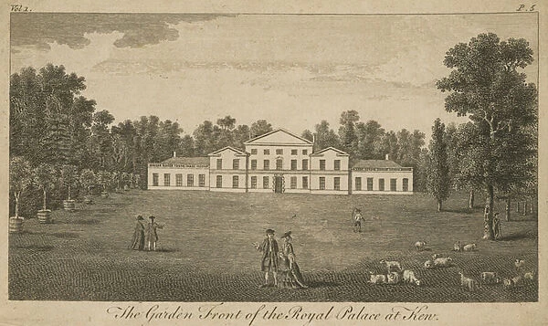 The garden front of the Royal Palace at Kew, London (engraving)