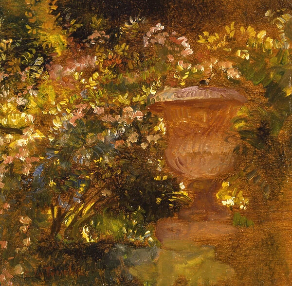 Garden Scene (oil on panel)