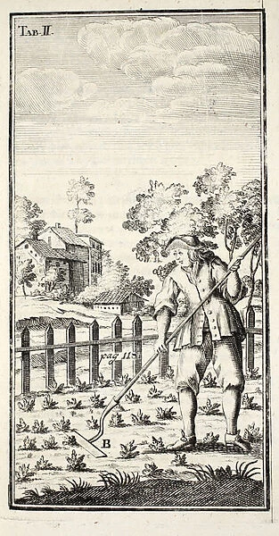 Gardener Hoeing, pub. Erfurt in Thuringia, 1753-55 (engraving)