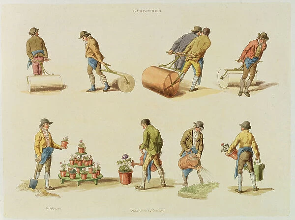 Gardeners, vol. 2, plate 97, from Microcosm, printed by J