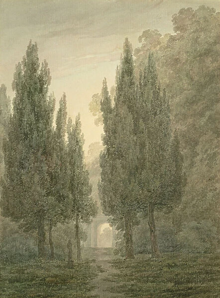 In the Gardens of the Villa Pamphili (w  /  c over pencil on laid paper)