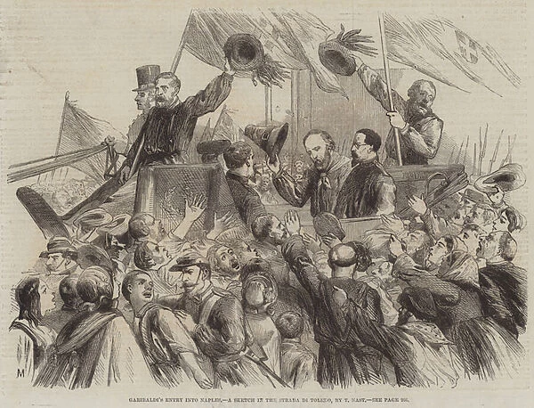 Garibaldis Entry into Naples, a Sketch in the Strada di Toledo (engraving)