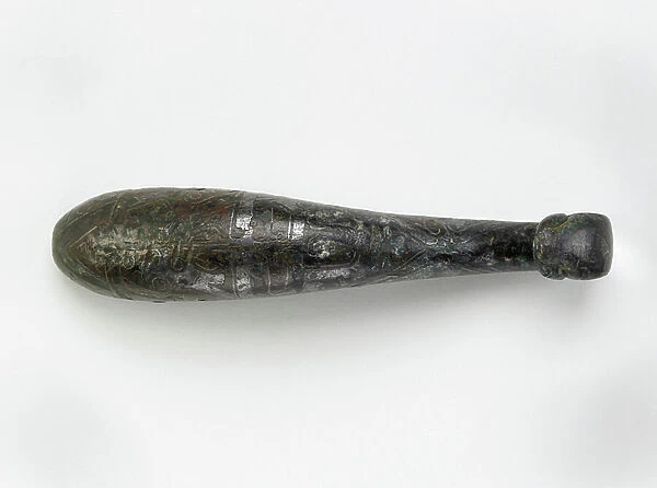 Garment hook, 400-200 BC (bronze and silver)