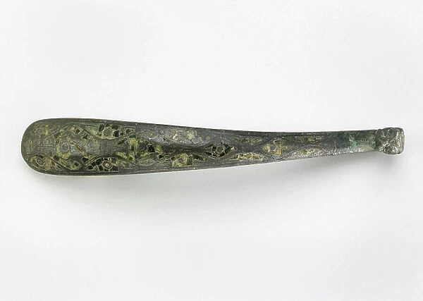 Garment hook, 400-200 BC (bronze, silver)