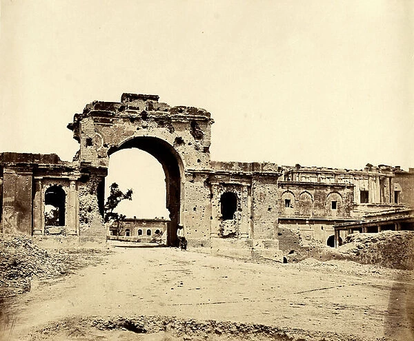 Gateway leading into the Residency, Lucknow, 1858 (b  /  w photo)