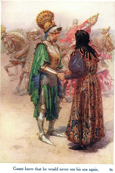 Gaunt knew that he would never see his son again, illustration from Shakespeare's stories of the English Kings, published by George Harrap & Son, 1912 (colour litho)