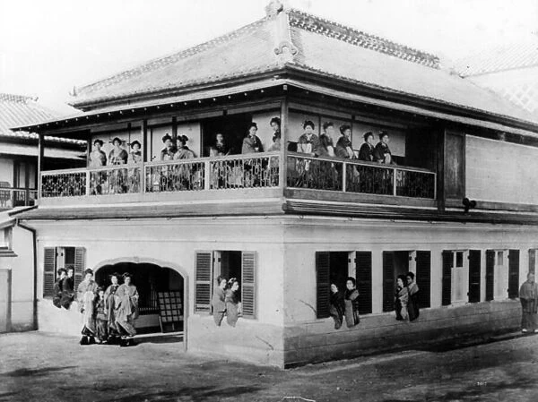 Geisha House, c. 1860s (b  /  w photo)