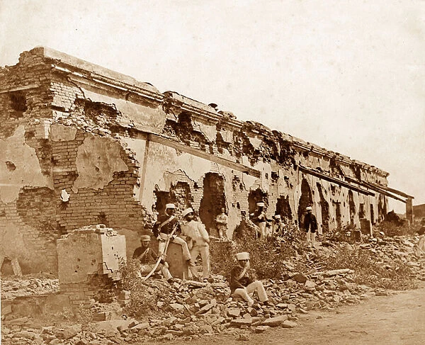 Gen Wheelers entrenchment at Cawnpore, March 1858 (b  /  w photo)