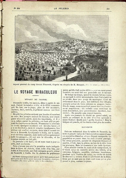 The general appearance of the camp in front of Nazareth, based on a sketch by M. Mougeot. Le Pelerin, 10 / 6 / 1882 (print)