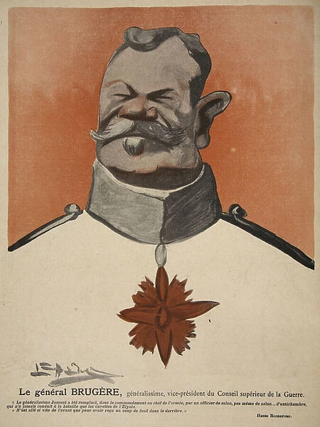 General Brugere, Generalissimo, Vice-President of the War Council, illustration from L assiette au Beurre: Nos Generaux, 12th July 1902 (colour litho)