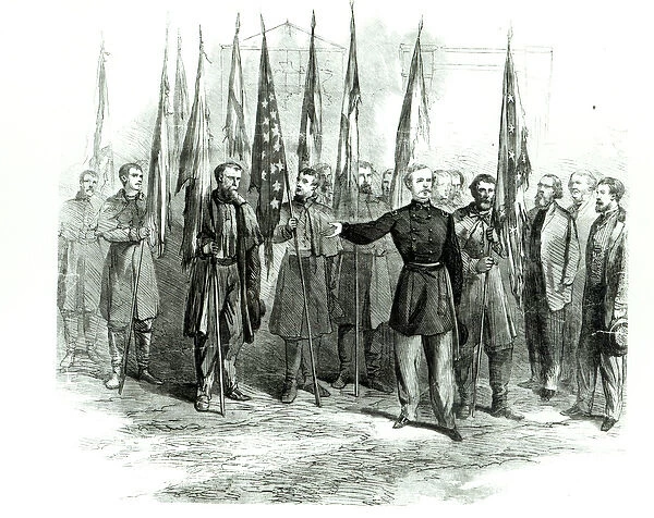 General Custer presenting captured Confederate flags in Washington on October 23rd 1864