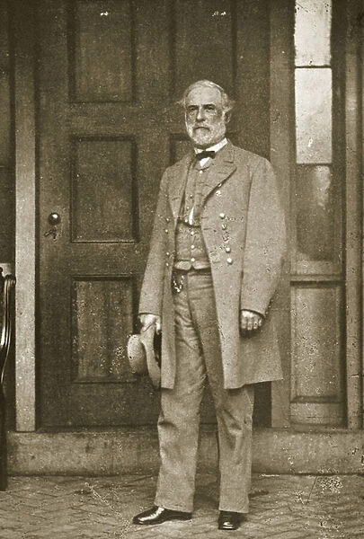 General Robert E. Lee standing outside his house in Richmond, April 1865 (b  /  w photo)