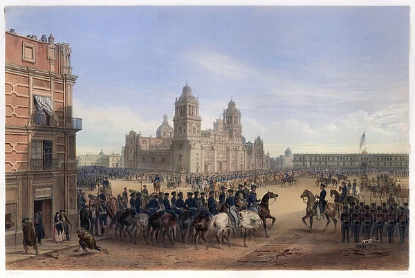 General Scotts Entrance into Mexico City, from The War Between the United States and Mexico, pub. 1851 (colour lithograph)