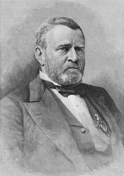 General Ulysses Simpson Grant, engraved from a photograph, illustration from Battles