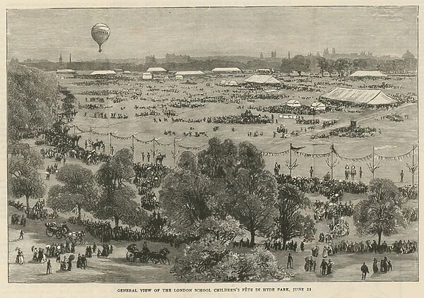 General view of the London School Childrens Fete in Hyde Park (engraving)