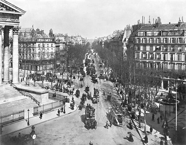 General view of the Place de la Madeleine, late 19th century (b  /  w photo)