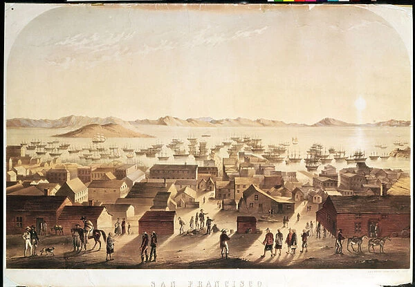 A General View of San Francisco, published by M & N Hanhart, c. 1850-52 (engraving)