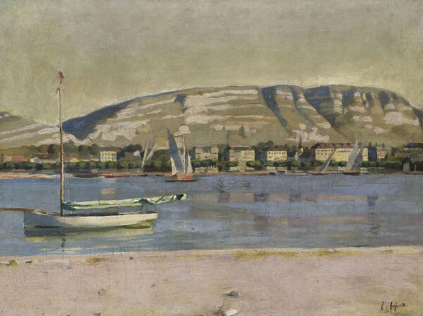 Geneva Harbour and the Saleve, 1878 (oil on canvas)