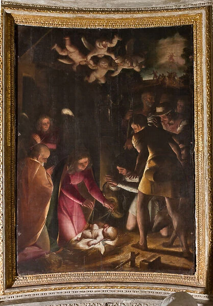 Genoa, Duomo (St. Lawrence Cathedral), inside, The Lercari Chapel or The Chapel of the Blessed Sacrament (Northern apse): 'Adoration of the Shepherds', by Luca Cambiaso, 1575