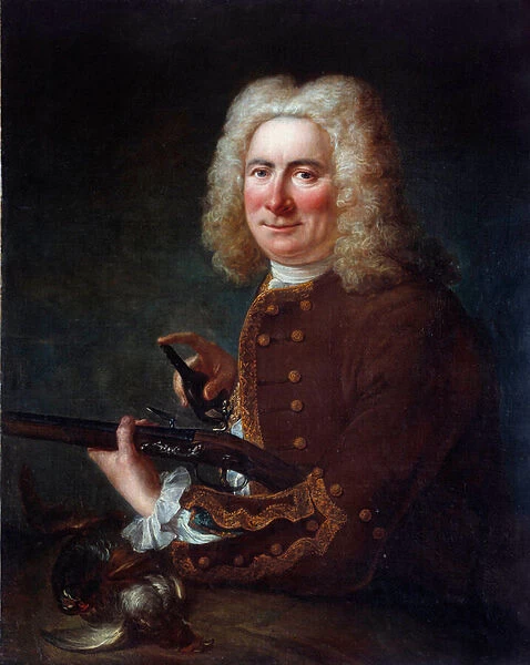 Gentleman with a flint rifle. Anonymous painting of the 18th century