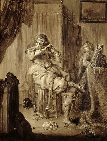 A Gentleman at his Toilet, 1660 (oil on panel)