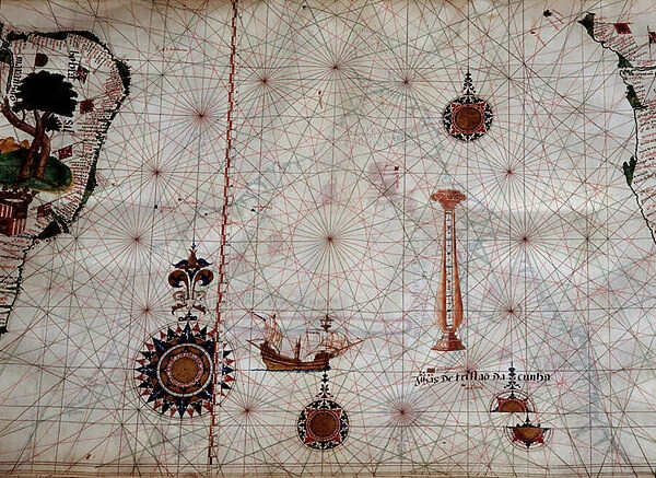 Geography: detail of a navigation map of Luis Lazare (16th century