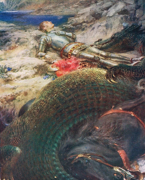 George and the Dragon, illustration from King Alberts Book, published c