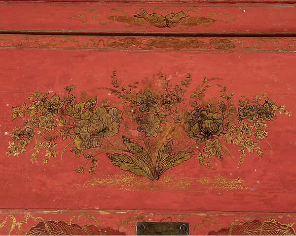 A George II Red & Gilt-Japanned Secretaire Cabinet, c.1730 (japanned wood)