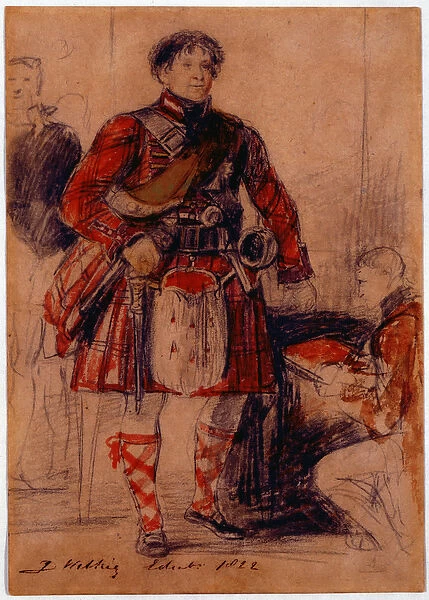 George IV in Highland Dress at the Palace of Holyrood, 1822 (chalk & w  /  c on paper)