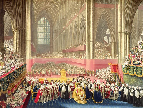 George IVs Coronation on 19 July 1821 in Westminster Abbey (etching with aquatint)