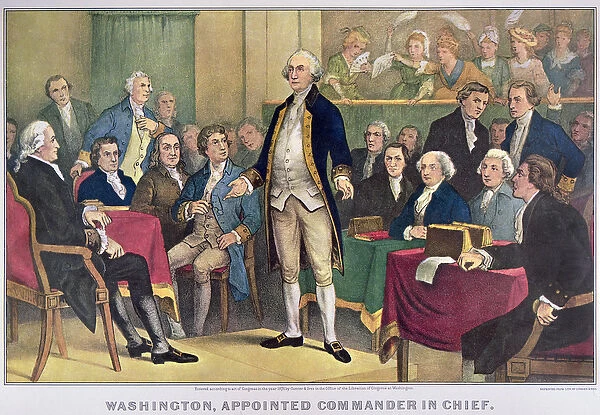 George Washington (1732-99) Appointed Commander in Chief, published 1876 (colour litho)