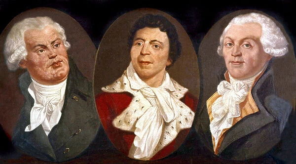 Georges Jacques Danton, Jean Paul Marat and Maximilien de Robespierre, three main figures of French Revolution